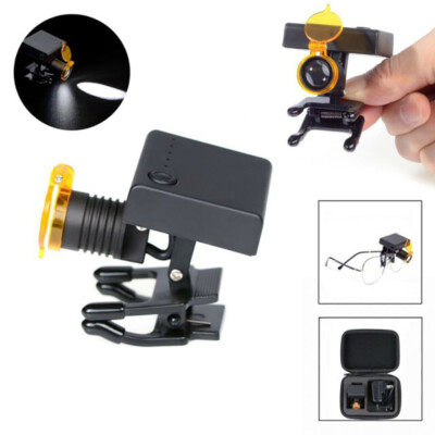 Dental 3W LED Binocular Loupe Wireless Headlight+Filter Clip-on Loupe DY-010 US