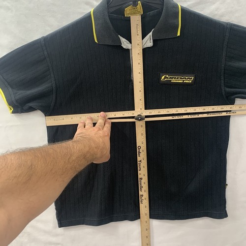 Vintage Jordan Grand Prix Formula 1 Black Yellow Logo Licensed Polo T-shirt (S) - Picture 10 of 12