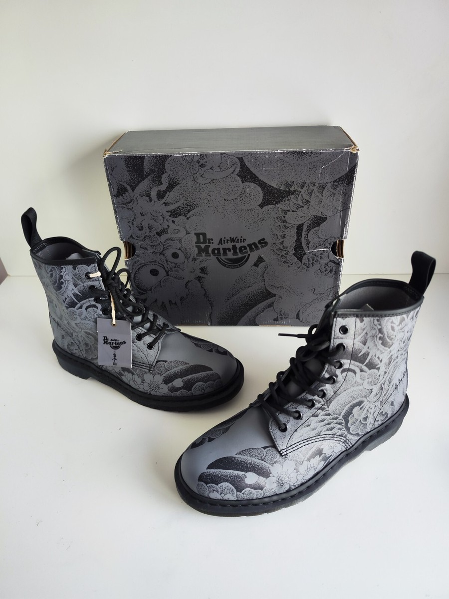 Dr Martens 1460 OT tattoo gunmetal grey Japanese Dragon Art Dr Martens 1460 OT tattoo gunmetal grey Japanese Dragon Art