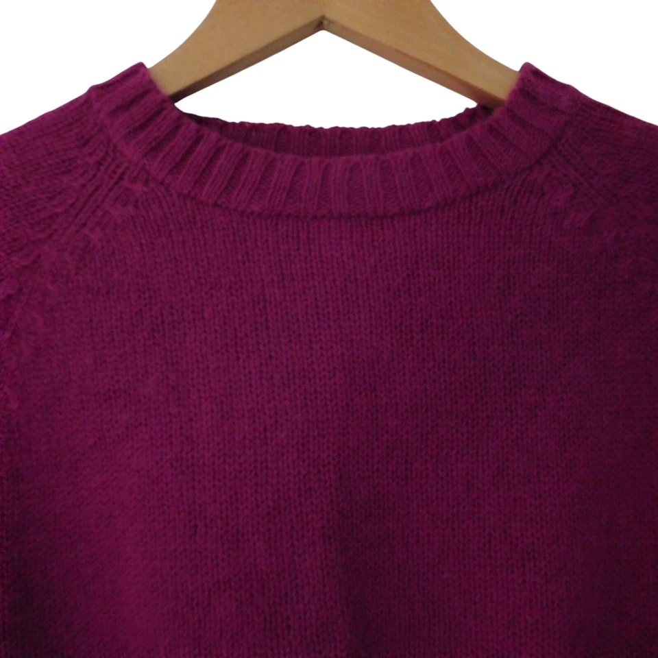 Suéter De Colección Islas del Norte Para Mujer Shetland Lana Púrpura Cuello Redondo Pequeño Clásico Foto 2 de 4