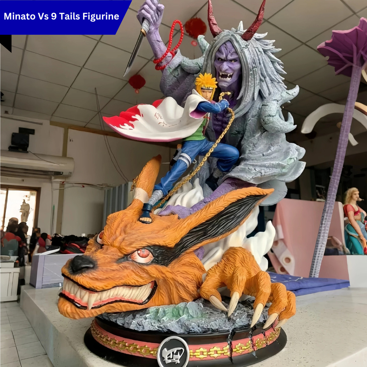 29cm Naruto Minato vs 9 Tails Kurama Battle PVC Action Figure