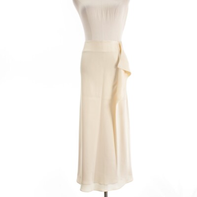 Jonathan Simkhai NWD Midi Skirt w/ Ruffle Size 8 in Creamy Beige Poly Blend