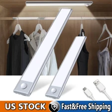 LED Motion Sensor Under Cabinet Closet Light USB Rechargeable Kitchen Lamp Strip