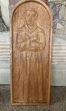 Vtg Religious Catholic Saint Christian Wood Carved Relief Wall Plaque Panel 31"
