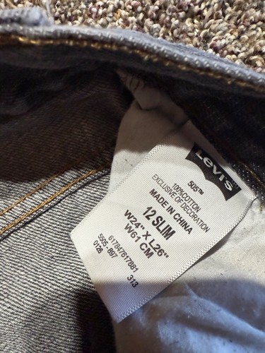 Levis 505 Boys Jeans Size 12 Slim Gray Charcoal Black Lot Of 2 24X26 - Picture 12 of 14