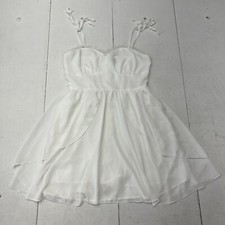 SHEIN White Chiffon Spaghetti Strap Ruffle Dress Women’s Size Small