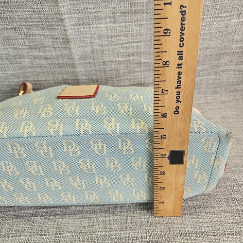 Dooney & Bourke Monogram Sky-Blue Canvas Satchel Handbag Purse Clutch - Picture 14 of 20
