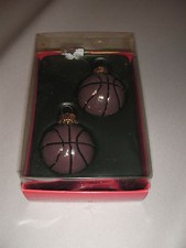2 Glass Basketball Basketballs Christmas Ornaments in one Package