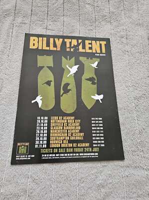 FPOT138 MAGAZINANZEIGE 11 X 8'' BILLY TALENT: OKTOBER/NOV 2009 TOURDATEN