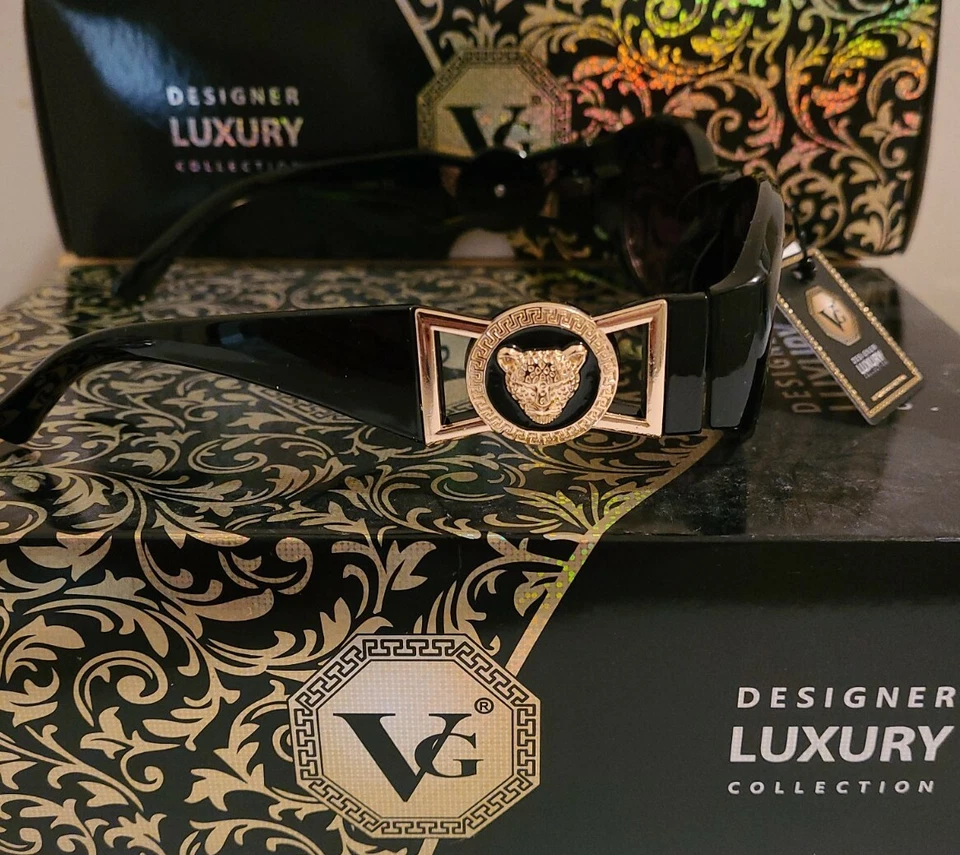 Óculos de sol feminino designer muito bom estado 100% UV moda preto - Imagem 2 de 4