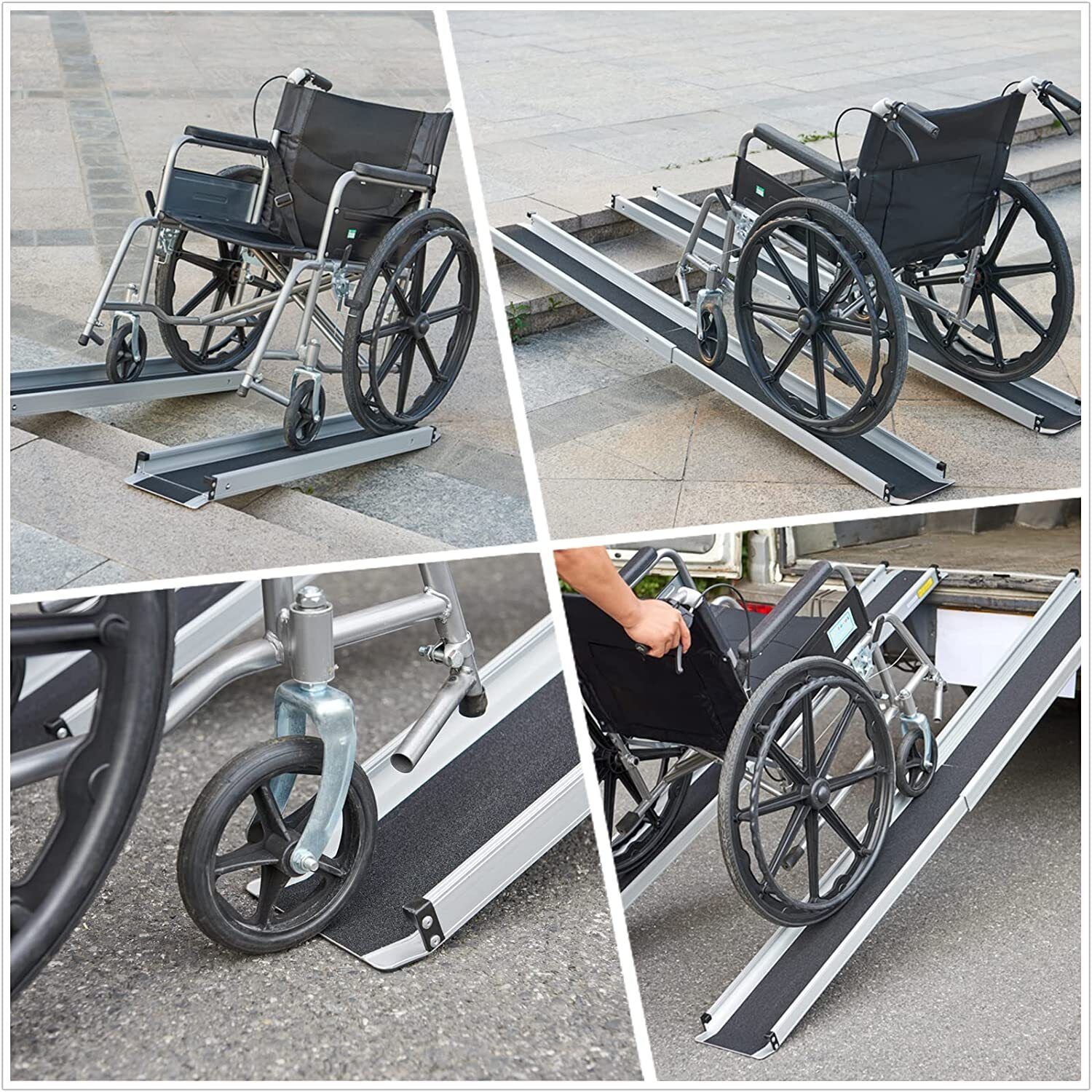 Folding Wheelchair Ramp 272kg Mobility Scooter Portable Loading Ramps ...