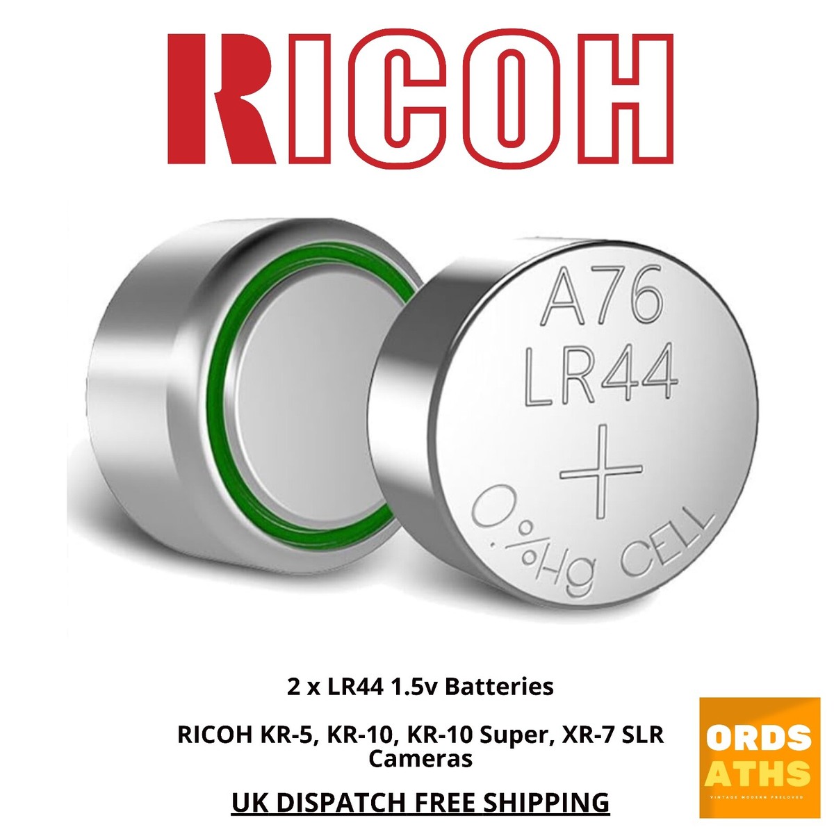 2x Replacement Battery for RICOH KR-5, KR-10, KR-10 Super, XR-7 SLR Cameras 