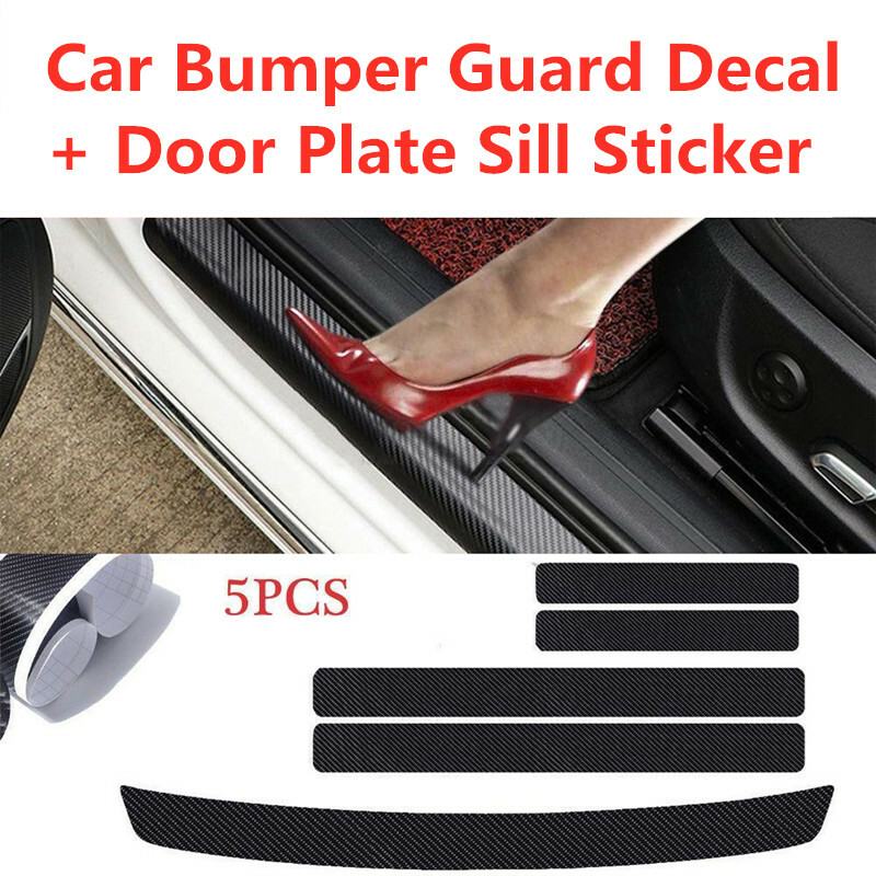 5X Protector Sill Scuff Cover Car Door Plate Sticker Bumper Anti Scratch Strip