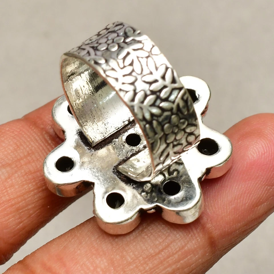 Anillo de joyería de plata de ley 925 hecho a mano con piedras preciosas de amatista talla 9 Foto 4 de 4