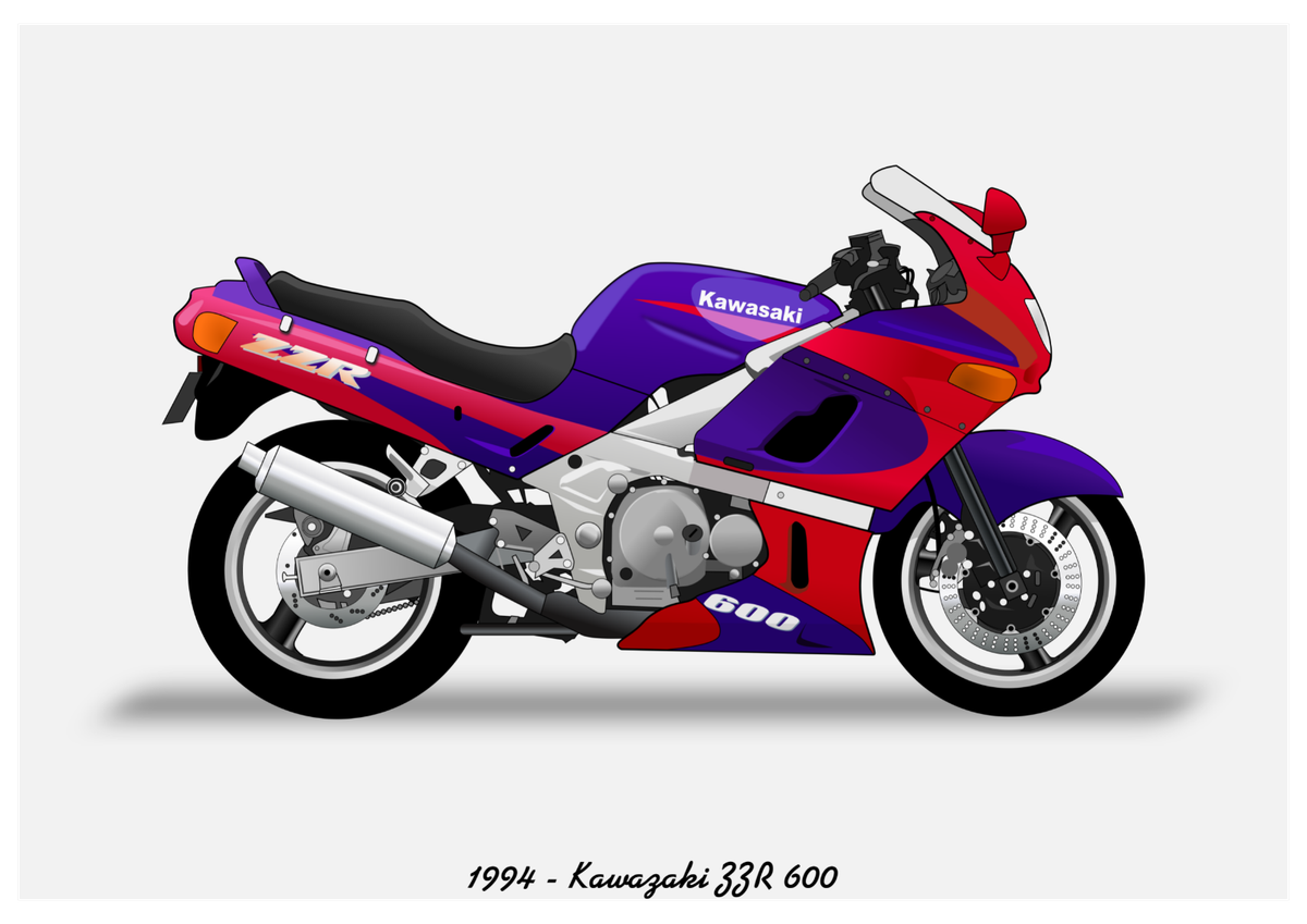 POSTER - KAWASAKI ZZR 600 - (A4 A3 A2 sizes) Art Print Car RENDER