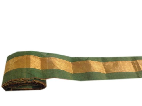 Om Vintage Saree Border Art Silk Gold n Green Ribbon Lace Trim 1 W' L240 - Picture 6 of 10