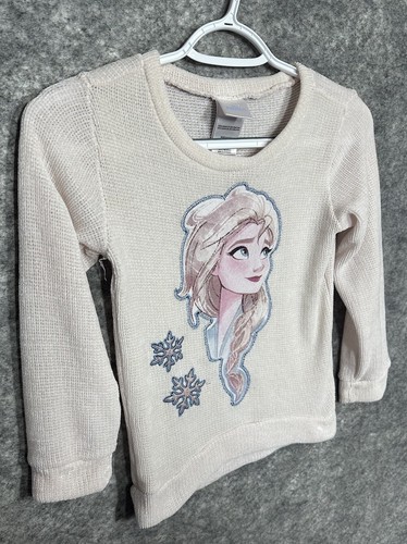 Elsa Sweater Girls 6 Frozen Light Pink Long Sleeves Disney - Picture 8 of 11