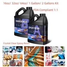 Clear Epoxy Resin - 16oz 32oz 64oz 1 Gallon 2 Gallons Kit - 1A:1B