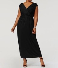 NY Collection Women's Black Ruched Empire Surplice-Neck Dress Plus Size 2X