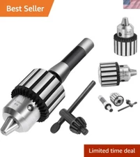 Precision Integrated Drill Chuck: 1/2" Capacity R8 Shank with Manual Key Lock