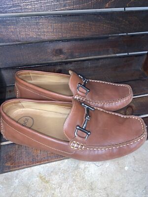 1901 Mens Brown Leather Driving Horse Bit Loafers Moccasins  display picture 3