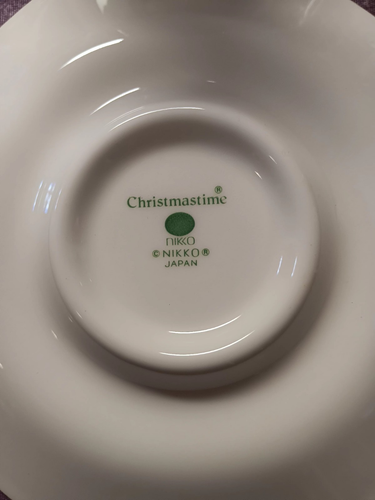 Nikko Christmastime Cups & Saucers Set of 4 Japan Octagonal Fine China READ - Picture 6 of 10