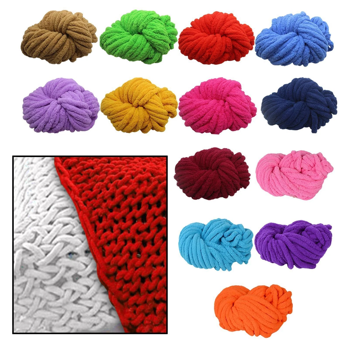 Chunky Chenille Yarn, Thick Soft Plush Giant Acrylic Super Bulky Yarn for  DIY