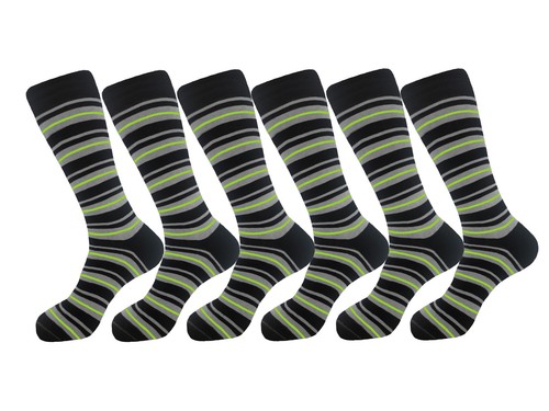 6 Pk Dress Socks Size 10-13 Striped Formal Cotton Socks TRUE TO SIZE - Picture 3 of 14