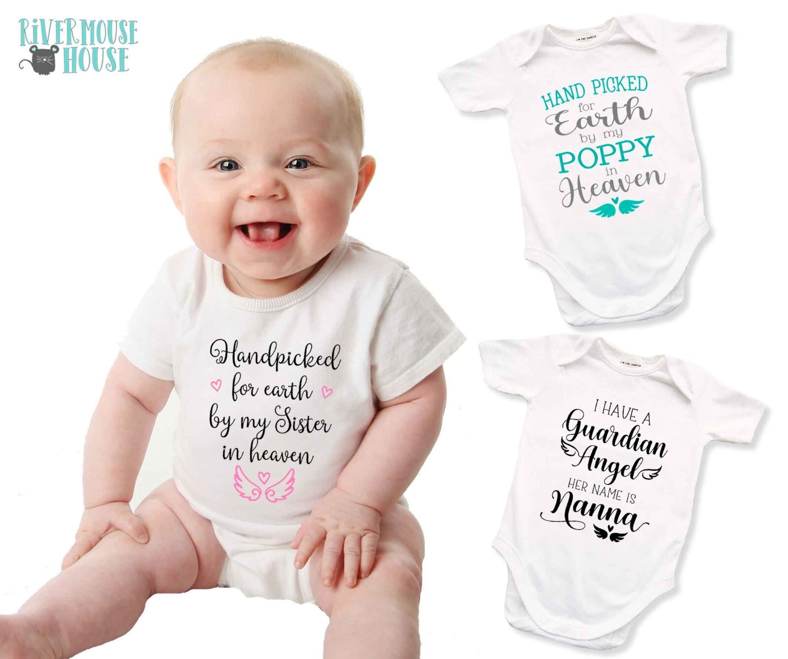 Handpicked for Earth Baby Bodysuit, Custom Name Personalised Memorial