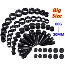 24PC Ear Stretching Kit - Big Gauges 00G-20mm Silicone Tunnel Acrylic Taper Plug