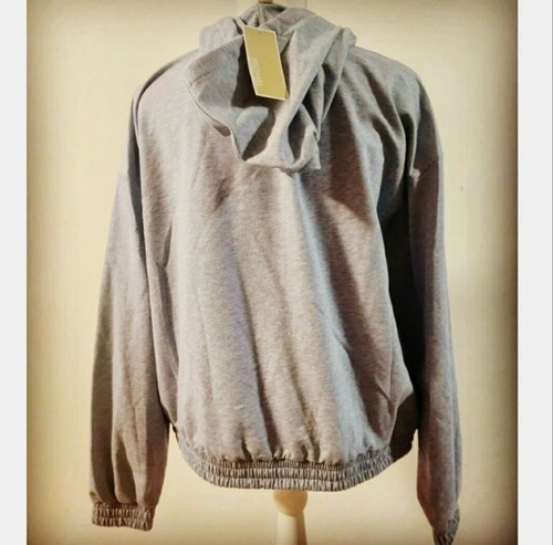 Michael Kors Women's Grey Elastic Waist Long Sleeve Hoodie Sweatshirt Size L - Picture 2 of 2