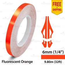 1/4" 6mm PinStriping Stripe Tape Styling Decal Vinyl Sticker FLUORESCENT ORANGE
