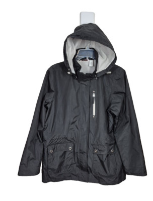 Izod Jacket Mens Large Black PerformX Mesh Lined Removable Hood Windbreaker