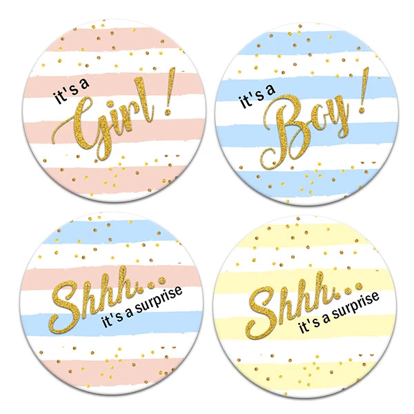 BABY SHOWER STICKERS GENDER REVEAL LABELS IT'S A GIRL BOY PARTY FAVOURS