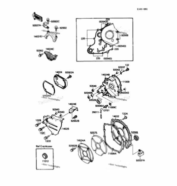1989-1990 Kawasaki ZX750 GPX750 11009-1901 Transmission Cover