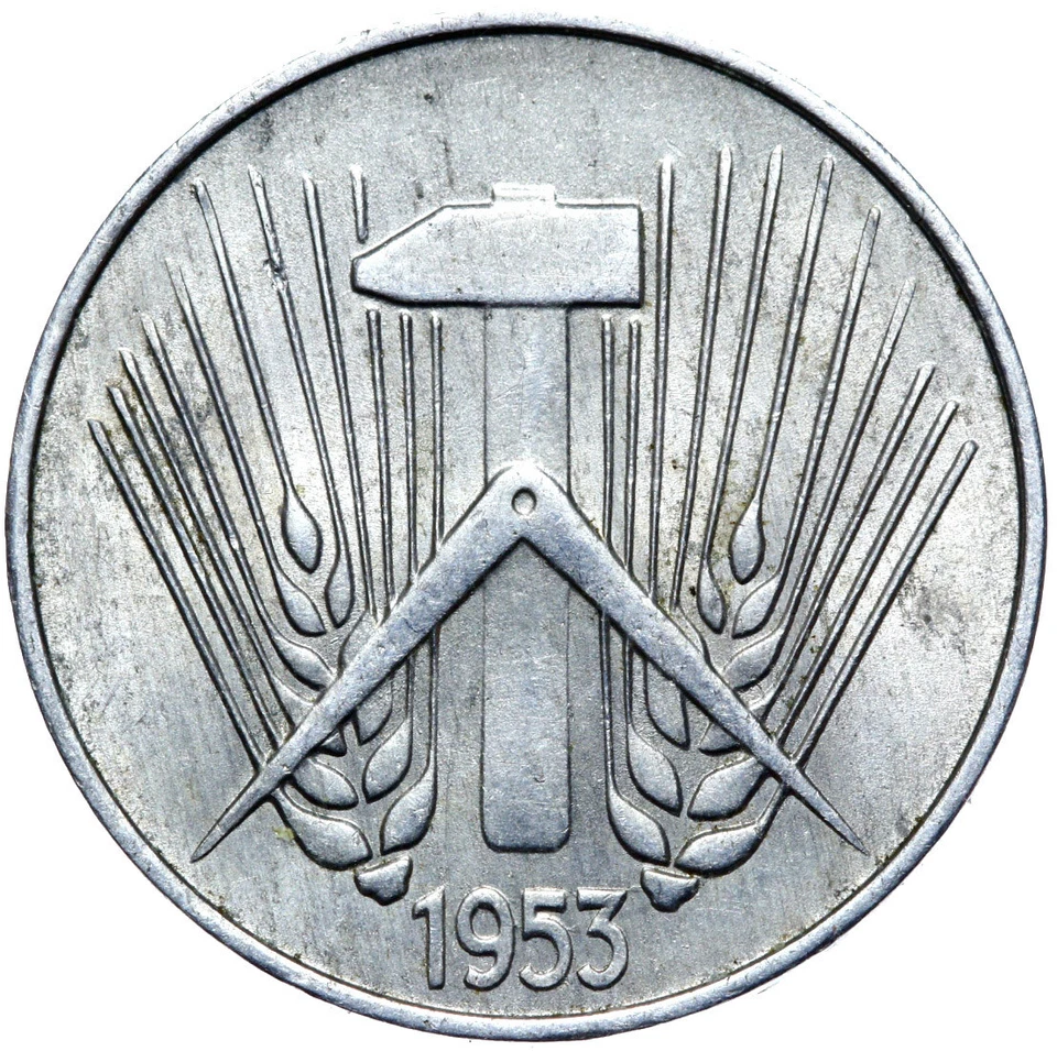 Germany GDR DDR - Coin - 10 Pfennig 1953 E - Muldenhütten - Uncirculated UNC - Image 2 of 2