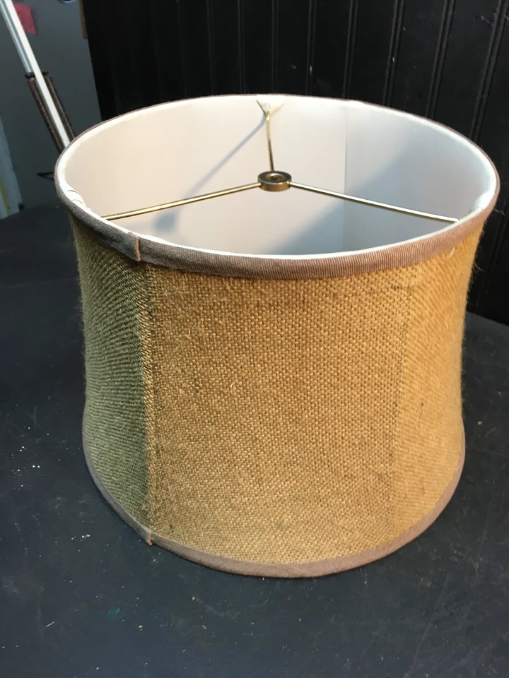 Abajur de assoalho pano sombra chocolate estopa coberto 10 polegadas de altura x 14 polegadas de largura piso - Imagem 3 de 4