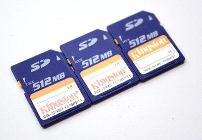 Lot of 3 Kingston 512 MB Secure Digital Card (SD/512)