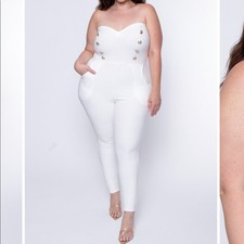 White Button front jumpsuit