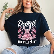 Oktoberfest Damen T-Shirt Ersatz Dirndl Trachten Shirt mit Blumen Lustiges Wiesn
