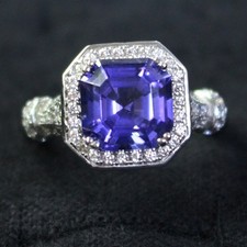 Sterling Silver and Purple and Clear CZ Ring, 5.28 Grams Size 7.5, Marked 925,