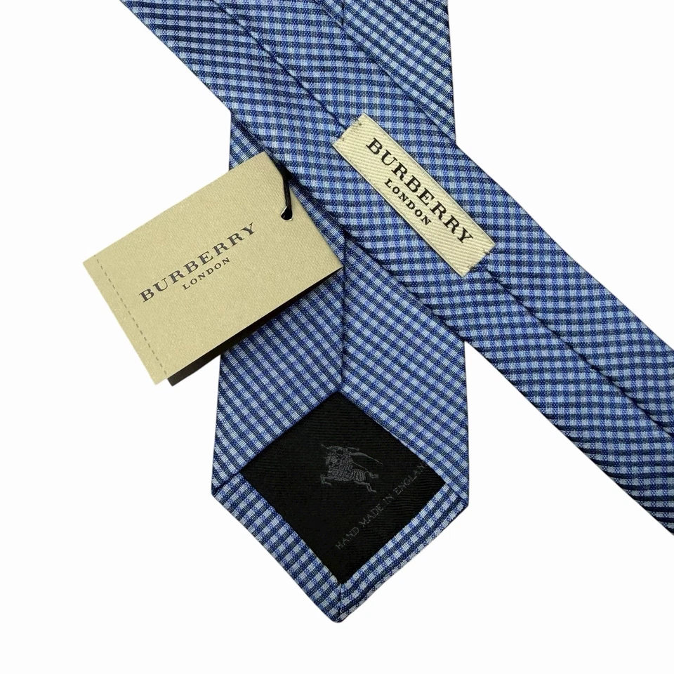 Burberry London NOVO US$ 165 Masculino Skinny Logotipo Xadrez Gravata Recente Seda Azul 2 7/8" 60" - Imagem 2 de 4