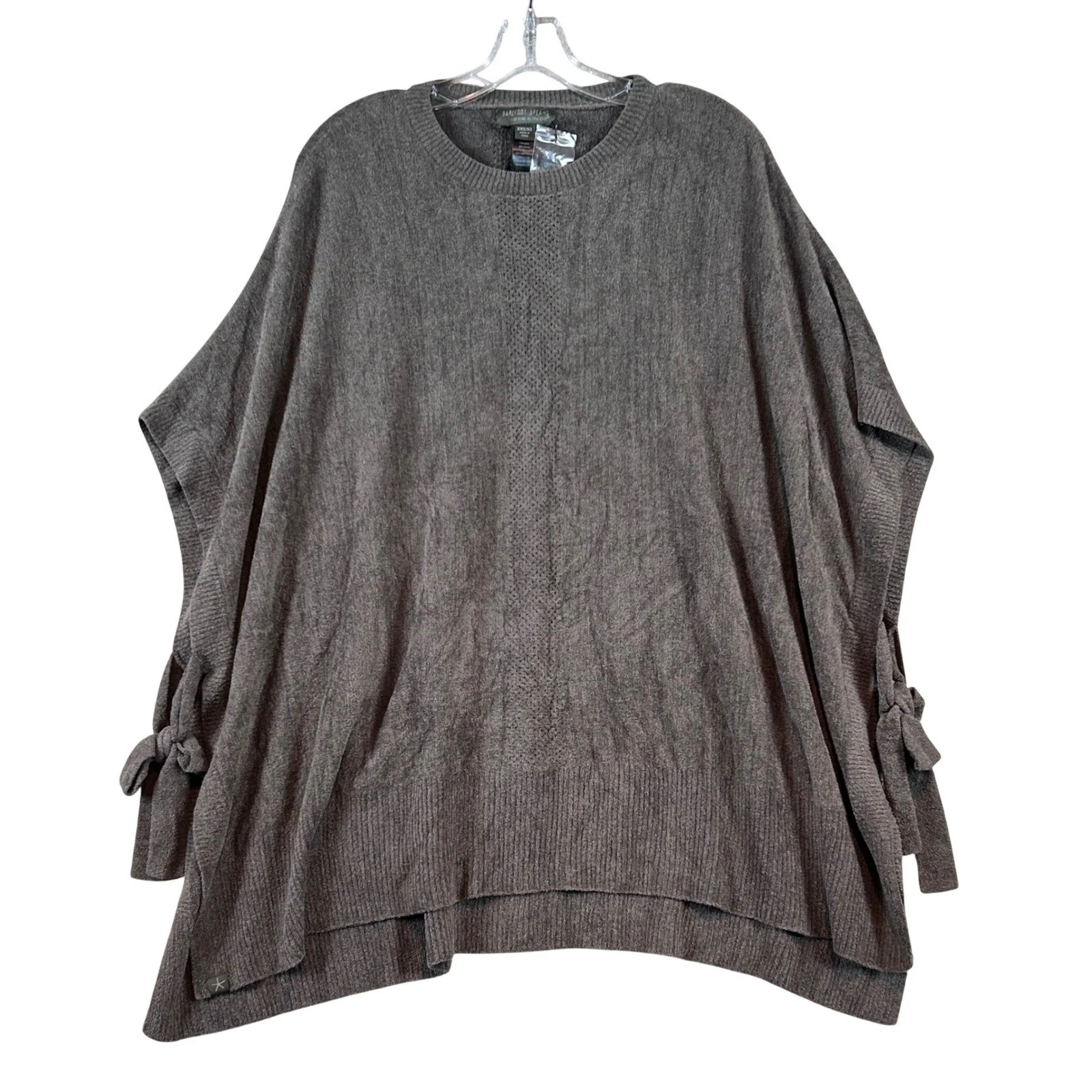 Barefoot Dreams CozyChic Ultra Lite Side Tie Poncho Carbon Grey XXS/XS Luxury
