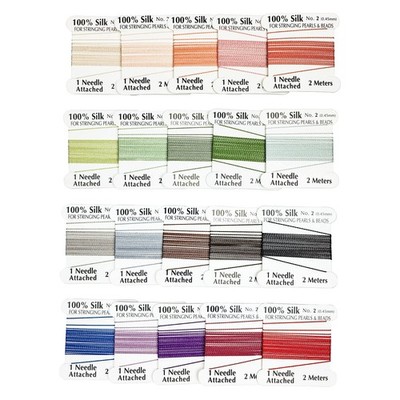 The 100% Silk Bead Cord,20pcs a Pack Multicolor,Size 2（0.45mm）,Needle End Sil...