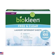 Dye  Fragrance Free Laundry Detergent Sheets, Hypoallergenic, 100 Loads