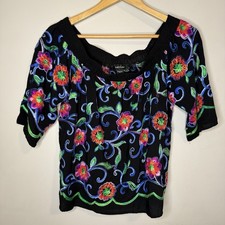 Karen Kane Embroidered Floral Off Shoulder Top SMALL Made In USA