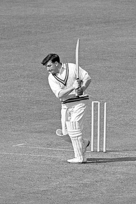 Brian Wells is bowled out by Jack Bannister for 19 1950s Historic Old Photo
