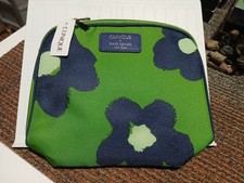 NWT Clinique x Kate Spade small green blue floral print makeup cosmetic bag