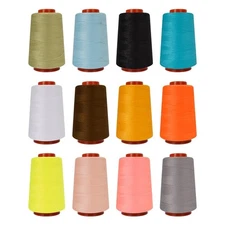 Polyester Sewing Thread Kit, 12 Colors, 800 Yards Each, Multi-Color Spools fo...