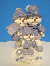 Vintage 1998 Snow BUDDIES WITH A NOEL SIGN Figurine Encore Group Snowman Family